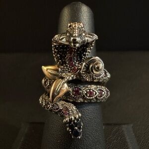 Barbara Bixby Sterling & 18k Multi-Gemstone Cobra Ring